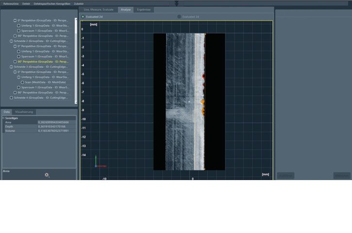 edgeControl Verschleiss Auswertung Freiwinkel Screen ZOLLER
