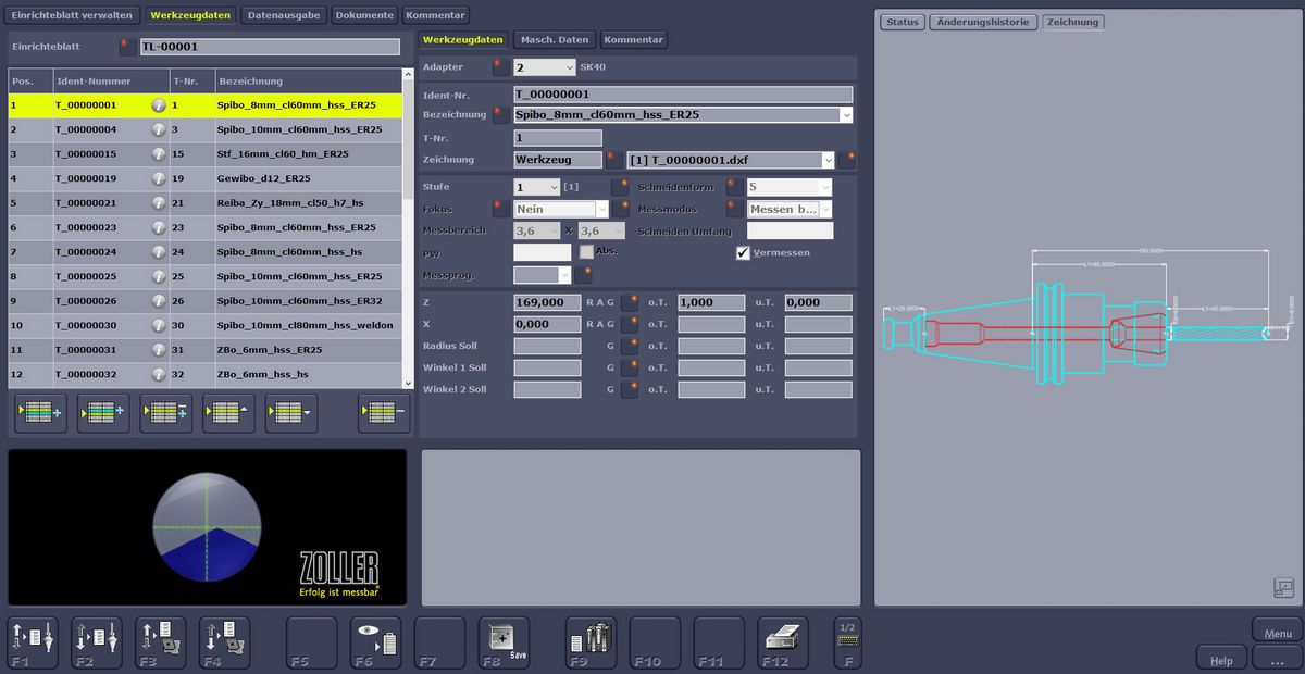 Tool Management Solutions BRONZE Einrichteblatt ZOLLER
