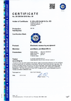 Certificate electrical measuring equipment