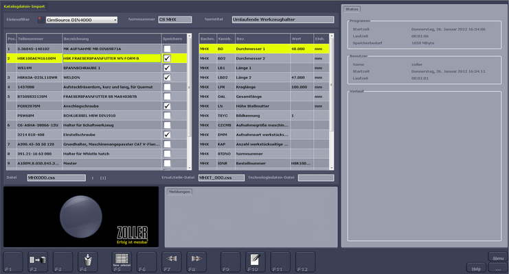 GOLD Katalogdaten Import tool management solutions ZOLLER 